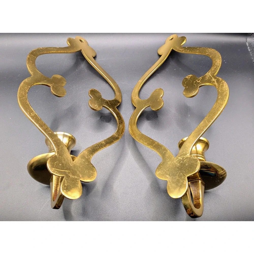 Vintage Brass Wall Sconces: Mid-Century Boho Candle Holders (Set of 2)